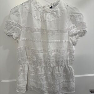 J.Crew white daisy-chain peplum top